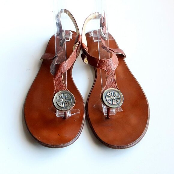 Isabella Fiore Brown Italian Leather Thong Sandals Flat Summer Shoes Size 8.5 - Picture 12 of 15